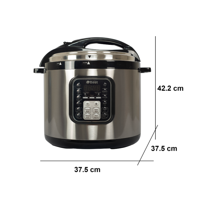 techno best pressure cooker 12 liter 1600w 12 smart cooking programs. electronic touch panel silver bpc 012 1